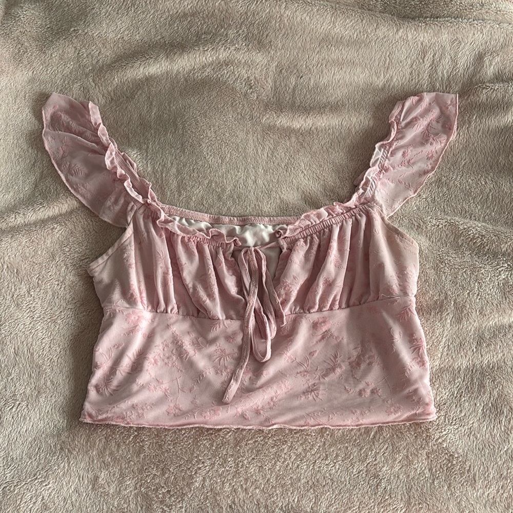 Pink floral crop top